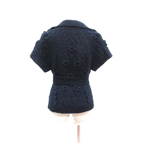  Keita Maruyama KEITA MARUYAMA cardigan knitted cable waist Mark short sleeves wool moheya.1 navy blue navy /YK lady's 