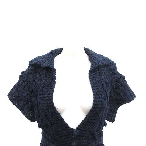  Keita Maruyama KEITA MARUYAMA cardigan knitted cable waist Mark short sleeves wool moheya.1 navy blue navy /YK lady's 