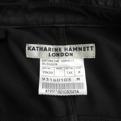 キャサリンハムネットロンドン KATHARINE HAMNETT LONDON ミリタリージャケット M-65タイプ フード 異素材切替 コットン 黒 ブラック M ■S_画像4
