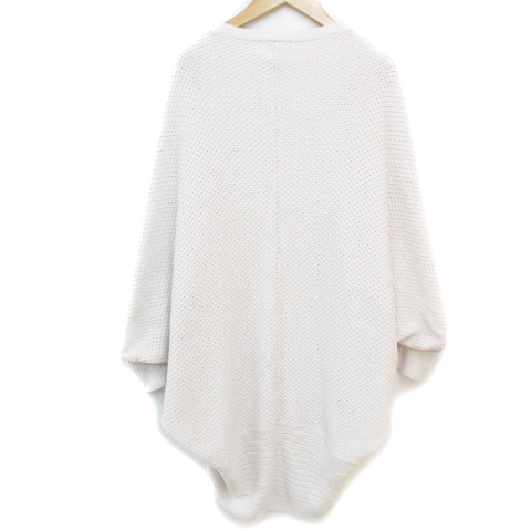  Indivi INDIVI knitted cardigan thin do Le Mans sleeve long height front opening 38 eggshell white /FF6 lady's 