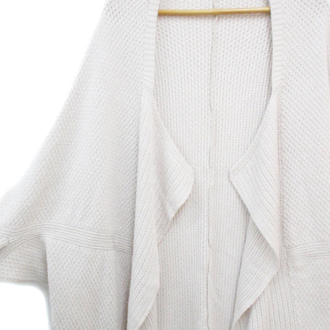  Indivi INDIVI knitted cardigan thin do Le Mans sleeve long height front opening 38 eggshell white /FF6 lady's 