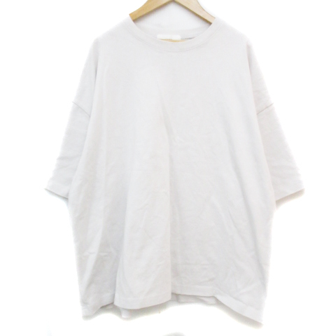 リメール remer Tシャツ カットソー 半袖 ラウンドネック 無地 オーバーサイズ M オフホワイト /FF20 メンズ_画像1