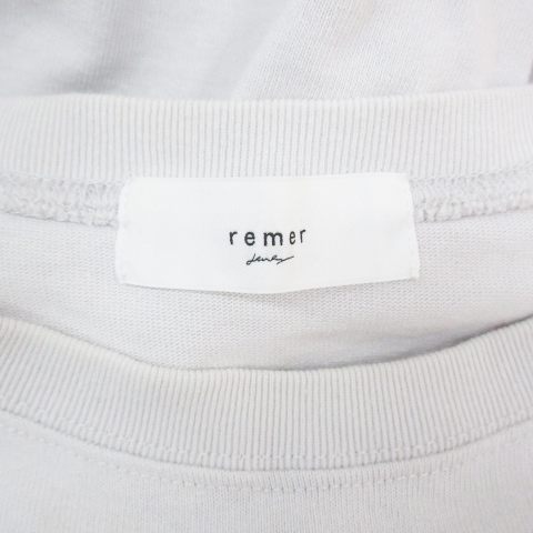 リメール remer Tシャツ カットソー 半袖 ラウンドネック 無地 オーバーサイズ M オフホワイト /FF20 メンズ_画像6