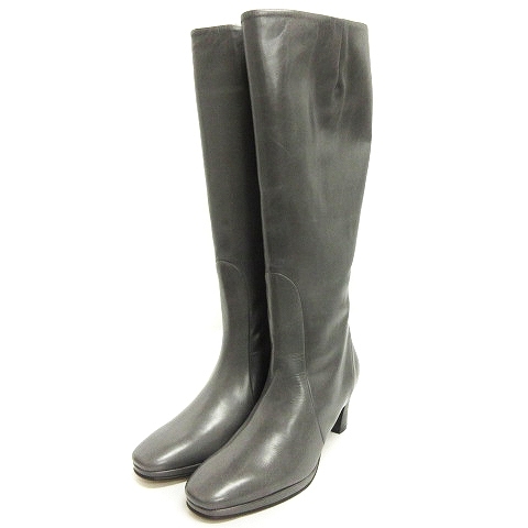  Hirofu HIROFU long boots square tu leather gray series 23.0cm lady's 