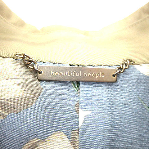 ビューティフルピープル beautiful people 裏地 花柄 ダブル ショート丈 トレンチ コート ベージュ 130 キッズ_画像3