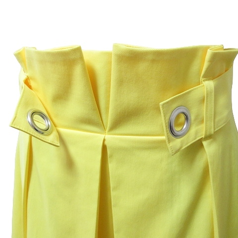 アナイ ANAYI 美品 ロング スカート プリーツ ベルト付き ハイウエスト 38 M相当 黄色 X レディース_画像4