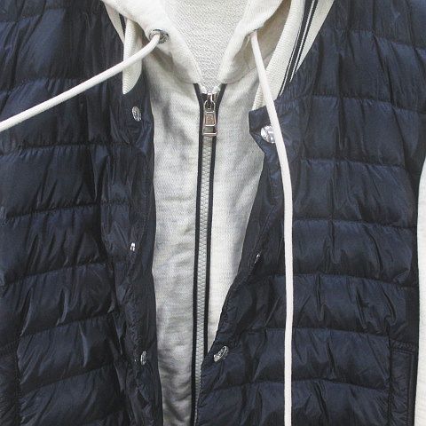 モンクレール MONCLER MAGLIA CARDIGAN 長袖 ダウン スウェット 切替ジャケット パーカー M 白系 アイボリー ダブルジップ スナップボタン_画像6