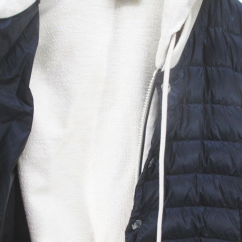 モンクレール MONCLER MAGLIA CARDIGAN 長袖 ダウン スウェット 切替ジャケット パーカー M 白系 アイボリー ダブルジップ スナップボタン_画像7