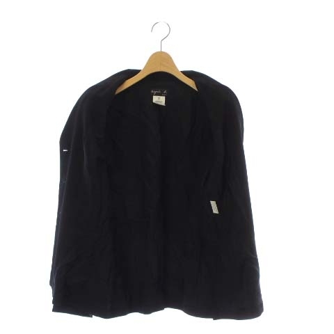  Agnes B agnes b. tailored jacket single 3B shoulder pad total lining 2 M black black /XZ #GY04 lady's 