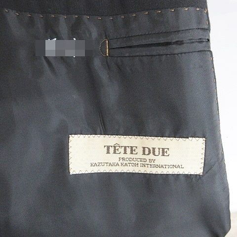 TETE DUE スーツ セットアップ テーラージャケット シングル ベンツ 背抜き スラックス ストレート 黒 ブラック 102AB8 メンズ_画像3
