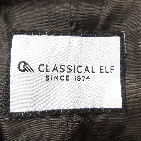 クラシカルエルフ CLASSICAL ELF チェスターコート 総裏地 ダブル チェック XL ベージュ 紺 ネイビー /MN レディース_画像6