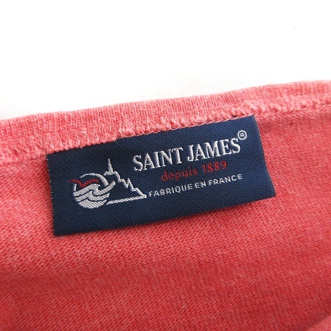 セントジェームス SAINT JAMES バスクシャツ Ｔシャツ カットソー 長袖 コットン 無地 サーモンピンク M レディースの画像6