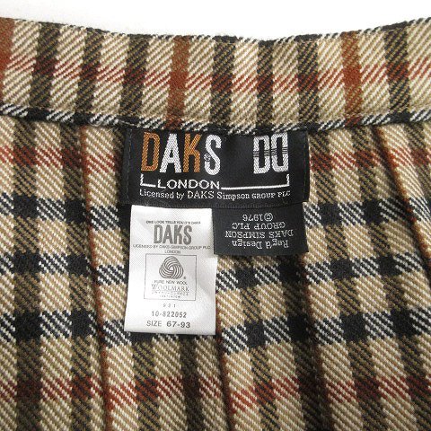 ダックス DAKS ラップスカート 巻き タイト ベルト ホック フリンジ ウール チェック 10-822052 ベージュ S レディース_画像7