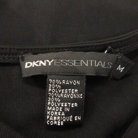  Donna Karan New York DKNY ESSENTIALS One-piece knee height V neck long sleeve plain simple M black black /AH1 * lady's 