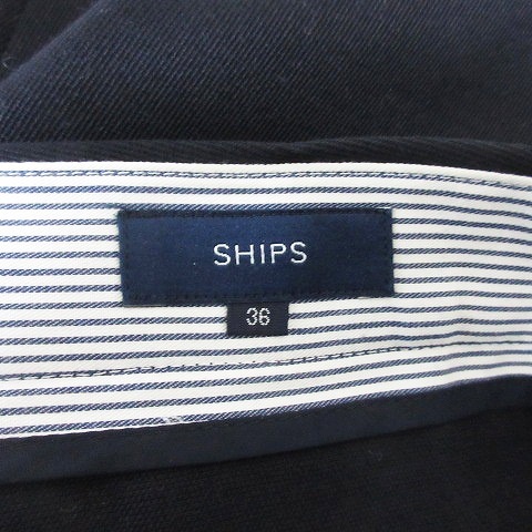  Ships SHIPS брюки слаксы распорка центральный Press тонкий шерсть одноцветный 36 темно-синий темно-синий /BT женский 