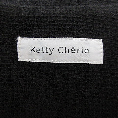 ケティ KETTY Cherie ジャケット ノーカラー 長袖 フライフロント 無地 2 黒 ブラック アウター /BT レディース_画像7