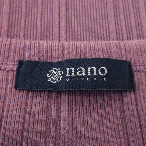 ナノユニバース nano universe カットソー ラウンドネック 半袖 リブ 裾ラウンド 杢 ナチュラル F 紫 パープル /CK17 ☆ レディース_画像6
