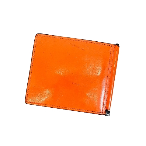 ヴァレクストラ Valextra マネークリップ 札入れ 二つ折り財布 レザー 薄型 オレンジ IBO46 メンズ_画像2