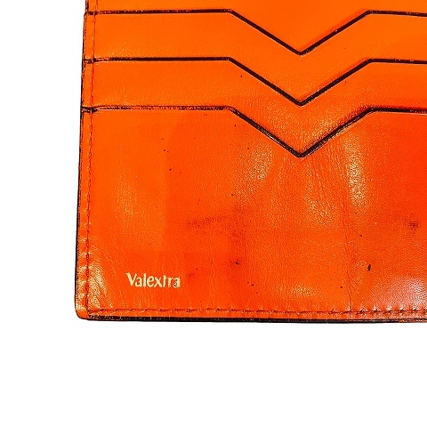 ヴァレクストラ Valextra マネークリップ 札入れ 二つ折り財布 レザー 薄型 オレンジ IBO46 メンズ_画像3