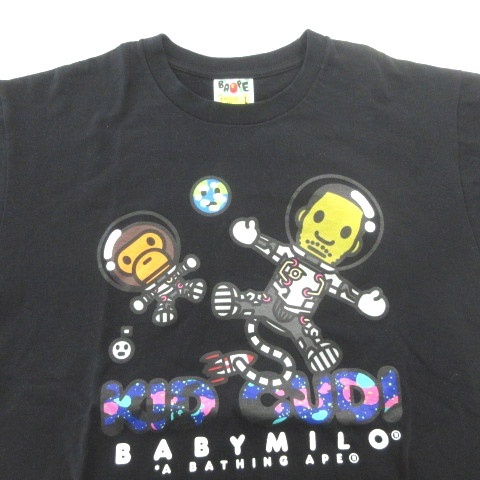 アベイシングエイプ A BATHING APE 美品 × Kid Cudi キッド カディTシャツ 半袖 プリント カジュアル 薄手 Lサイズ 黒 ブラック ■U90 メ_画像3