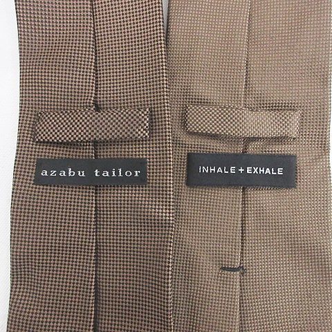 麻布テーラー azabu tailor インヘイルエクスヘイル INHALE+EXHALE ネクタイ 2点セット レギュラータイ 無地 シルク 茶 ブラウン メンズ_画像3