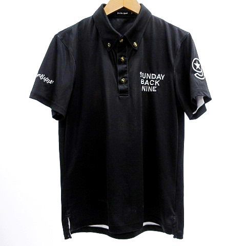 バーディハント BIRDIE HUNT ポロシャツ 半袖 スカル プリント ゴルフウエア カットソー M 黒 ブラック ECM メンズの画像2