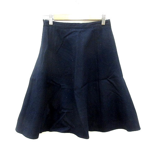  Ships SHIPS flair skirt knee height wool 38 navy blue navy /MN lady's 