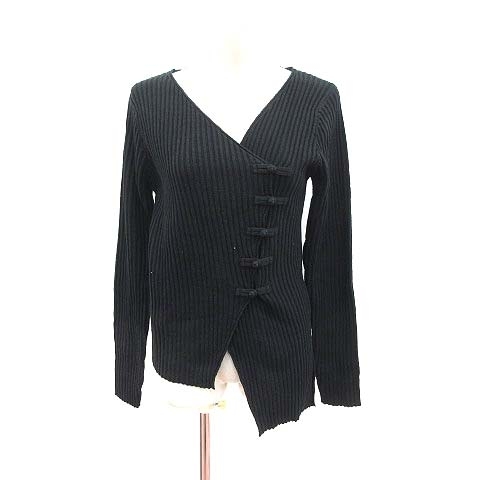  Jeanasis JEANASIS tea ina knitted sweater long sleeve kashu cool deformation design F black black /CT lady's 