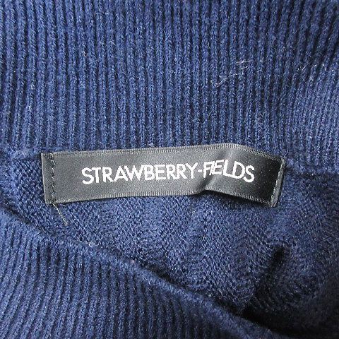 ストロベリーフィールズ STRAWBERRY-FIELDS ニットワンピース ひざ丈 クルーネック 長袖 紺 ネイビー /AU レディース_画像6