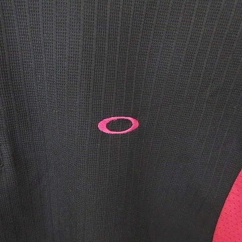 オークリー スカルコレクションプレミアム OAKLEY SKULL ゴルフ シャツ 半袖 ハイネック ハーフジップ 黒 ブラック ピンク XL メンズの画像8