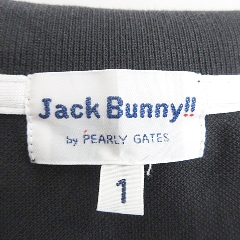 パーリーゲイツ PEARLY GATES ジャックバニー Jack Bunny!! ゴルフ ポロシャツ 半袖 刺繍 ロゴ コットン 黒 ブラック 1 レディース_画像3