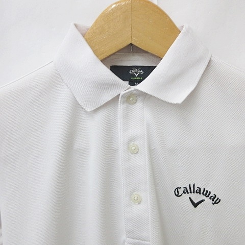 キャロウェイ CALLAWAY ゴルフ ポロシャツ 半袖 リブ 刺繍 オフホワイト 白 M メンズ_画像4