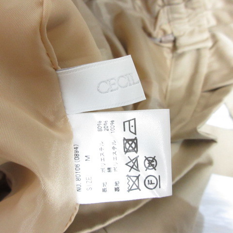  Cecil McBee CECIL McBEE beautiful goods waist ribbon tight skirt M beige back rubber front slit lining attaching lady's 