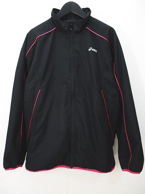  Asics asics sport wear setup cotton inside jersey jacket pants L black series black embroidery Zip up waist rubber reti