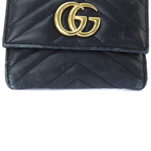 グッチ GUCCI GGマーモント 三つ折り財布 レザー 黒 ブラック 474802 /SR10 ■OH レディース_画像5