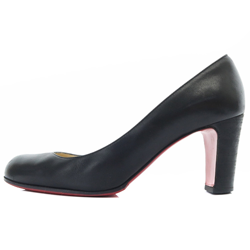 クリスチャンルブタン Christian louboutin パンプス レザー ラウンドトゥ ハイヒール 38 25cm 黒 ブラック /SR29 レディース_画像2