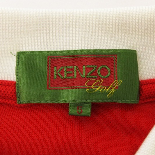 ケンゾー KENZO GOLF 良品 ポロシャツ 半袖 刺繍 コットン 赤 レッド 5 トップス ゴルフウェア メンズ_画像8