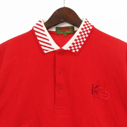 ケンゾー KENZO GOLF 良品 ポロシャツ 半袖 刺繍 コットン 赤 レッド 5 トップス ゴルフウェア メンズ_画像2