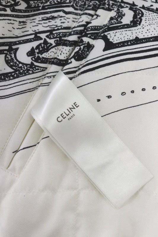 セリーヌ CELINE 21SS モナコ風景柄 リバーシブル ブルゾン 中綿ジャケット シルク ジップアップ 38 白 黒 2V21E604N レディース_画像6