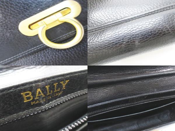 バリー BALLY ハンドバッグ フラップ ゴールド金具 ブラック 黒系 レザー イタリア製 レディース_画像9