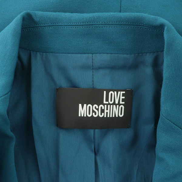 ラブモスキーノ LOVE MOSCHINO ロゴ刺繍 テーラードジャケット 2B 総裏地 ストレッチ ターコイズ /MY ■OS レディース_画像3