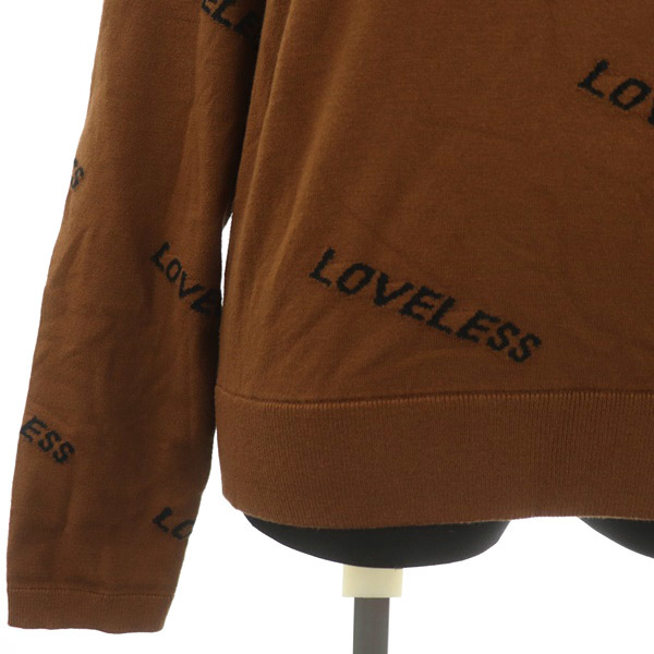 ラブレス LOVELESS ロゴ総柄ニット セーター 長袖 クルーネック 36 茶 ブラウン /MY ■OS レディース_画像5