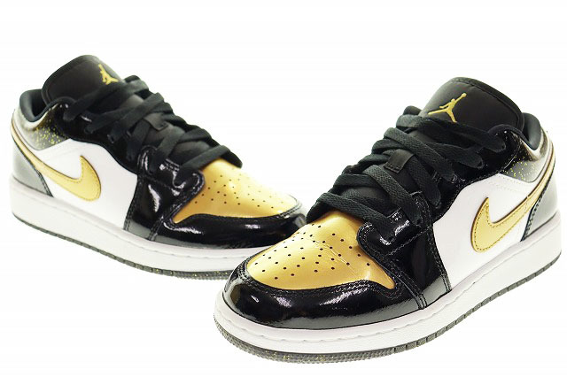 ナイキ NIKE GS AIR JORDAN 1 LOW SE METALLIC GOLD DR6970-071 23.5cm エア ジョーダン ブラック メタリックゴールド 【ブランド古着ベク