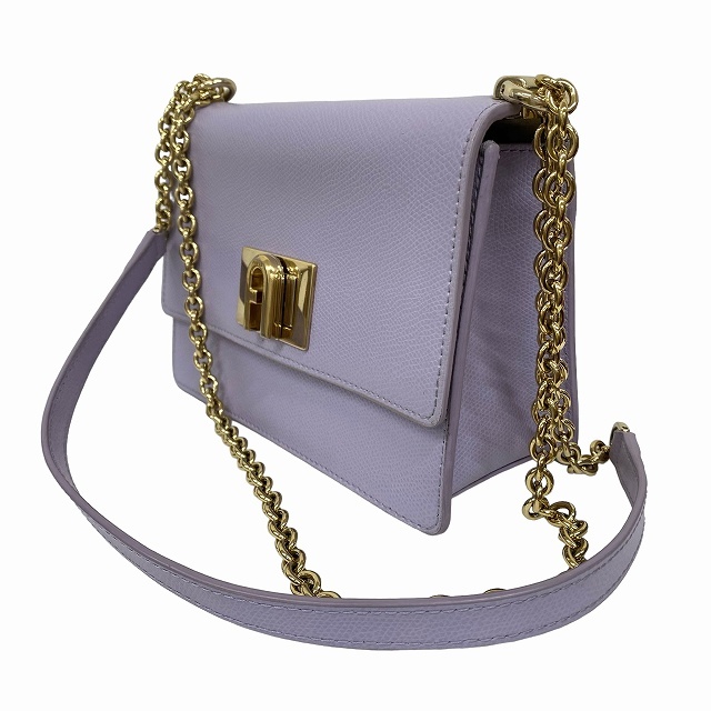  Furla FURLA 1927 MINI CROSSBODY 20 цепь сумка на плечо кожа арка Logo Turn блокировка лаванда Gold цвет металлические принадлежности reti-