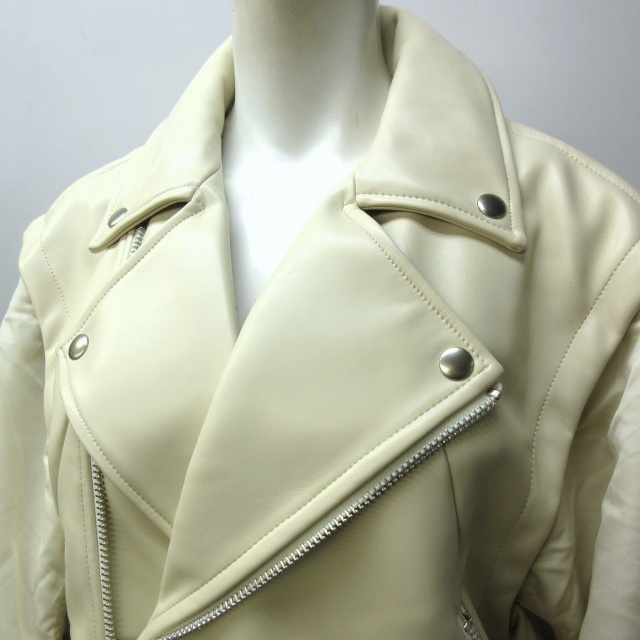 Moussy moussy 23AW 2WAY FAUX LEATHER DETACHABLE jacket blouson the best white ivory series 1 approximately S 0130 lady's 