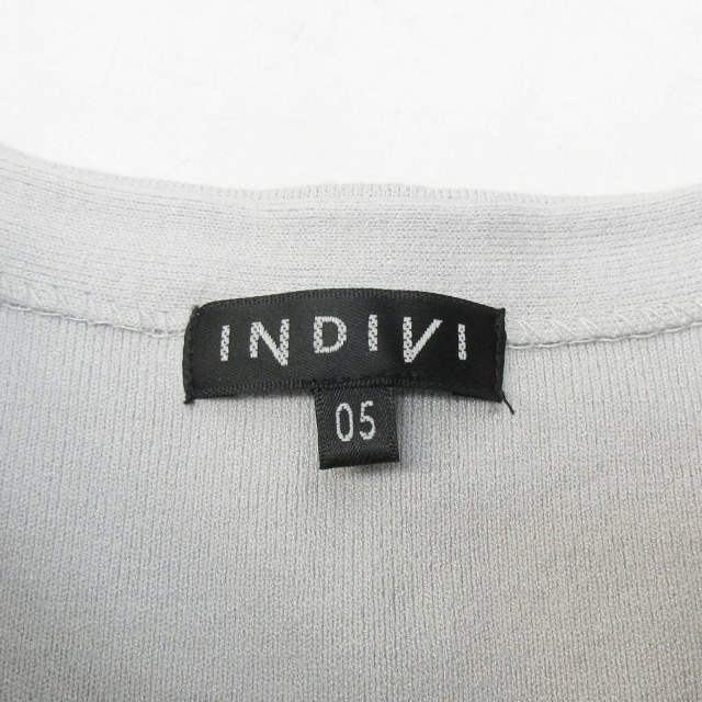 インディヴィ INDIVI 美品 近年 小さいサイズ ベルト付きニットプルオーバー カットソー 長袖 127-17860 ライトグレー 系 05 約XXS_画像3