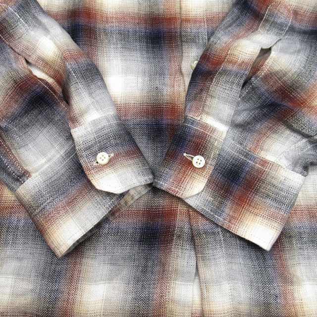 美品 18ss ディースクエアード DSQUARED2 Brown Check Tab Shirt リネン シャツ タブカラ― オンブレチェック 長袖 ブラウス カットソー 48_画像5