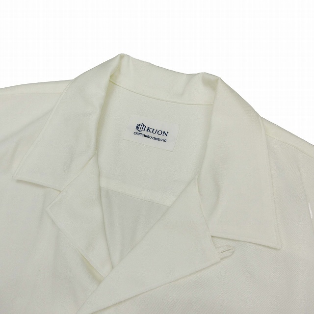 クオン KUON WASHI BONDED OPAL Pocket Open Collar Shirt 桜モチーフ オープンカラー シャツ カットソー 半袖 和紙 2101-SH0515 M_画像3