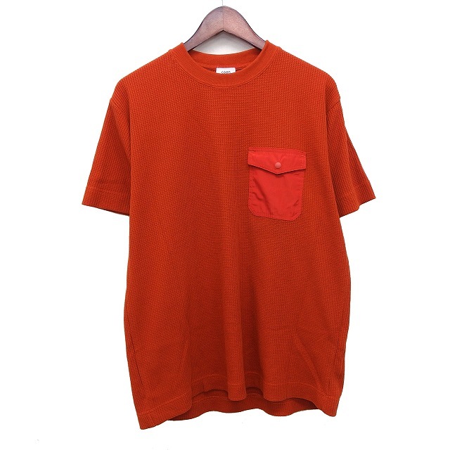 コーエン coen Tシャツ カットソー 鹿の子 切替ポケット リブ 半袖 丸首 綿混 M オレンジブラウン 茶 /HT5 メンズ_画像1