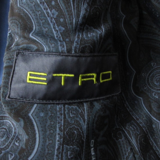 エトロ ETRO レザー ジャケット ブレザー スエード ペイズリー 青 ブルー 50 約XLサイズ IBO47_画像8